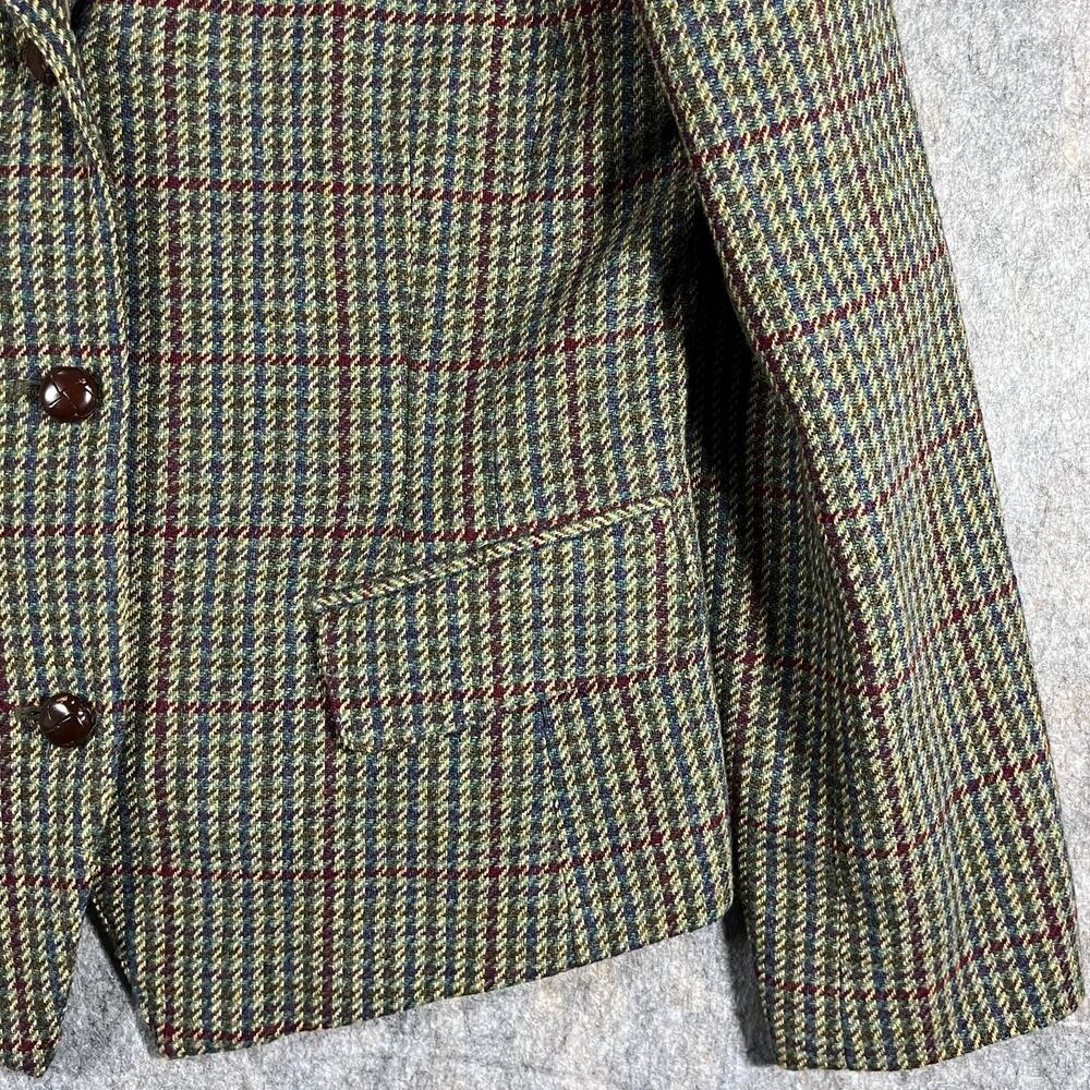 Vintage Lizsport Liz Claiborne 100% Wool Houndstooth Plaid Blazer Jacket Size 12 - Picture 4 of 10